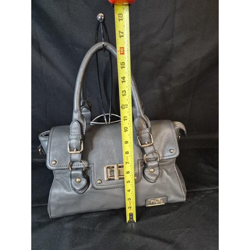 Coach Gray Leather Satchel with Gold Hardware - Picture 9 of 14